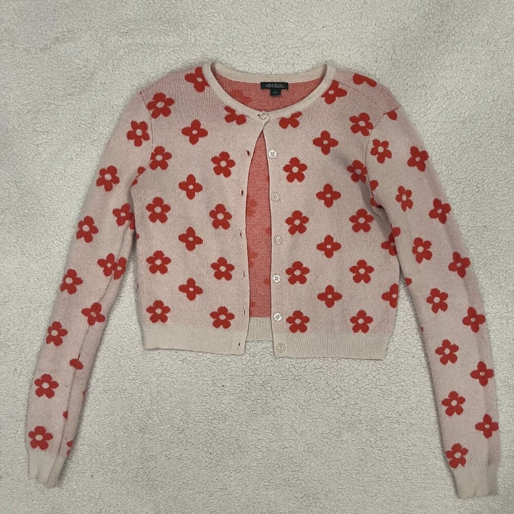 Small Light Pink Floral Cardigan